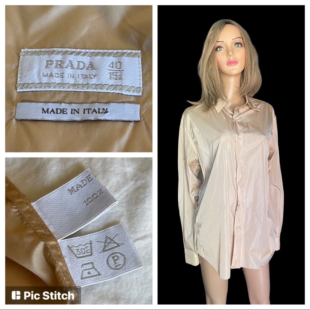 Prada women beige shirt size 40 (4)USA - Picture 1 of 14